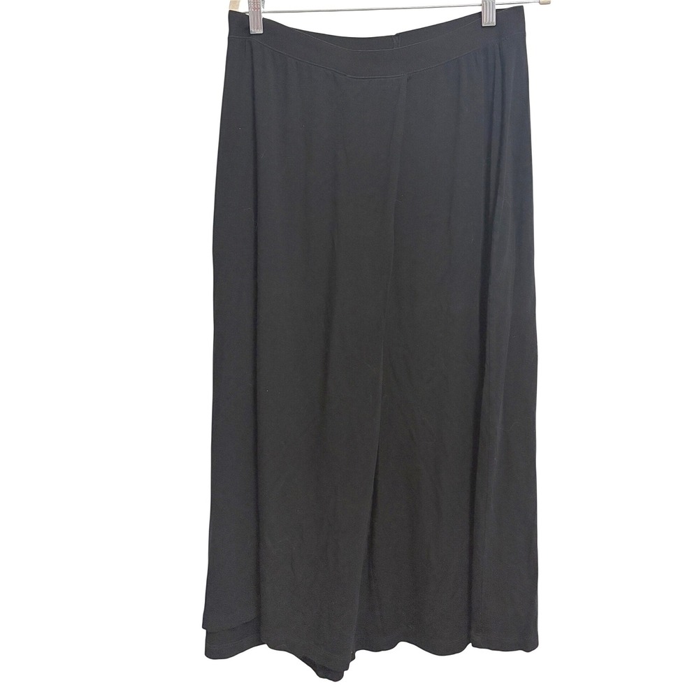 Gudrun Sjoden Black Wide Leg Culotte Pants Lagenlook Minimalist Jersey Pants L